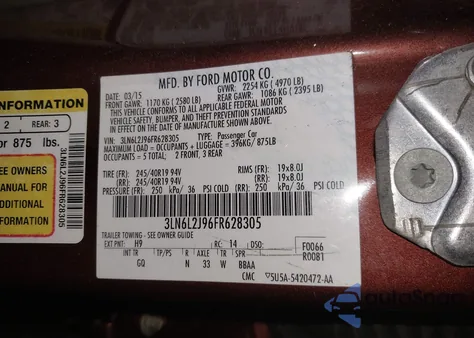 2015 Lincoln Mkz из США, поврежденный, VIN 3LN6L2J96FR628305